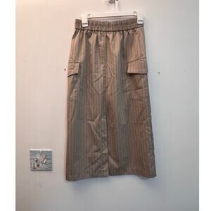 Sweet Rain Midi Skirt Cargo Pockets Womens Size Small Brown & Pin Strips
